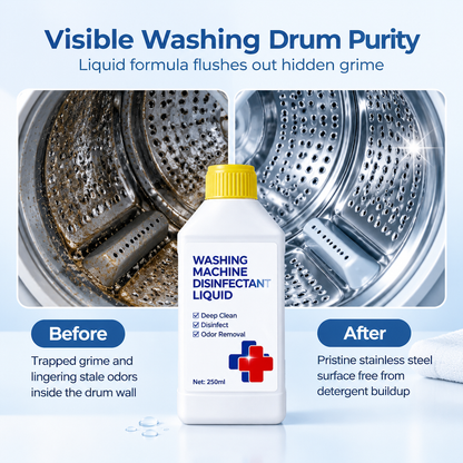 Washing Machine Cleaner and Disinfectant Liquid for Front and Top Load Washers Odor Eliminating and Sanitizing Solution