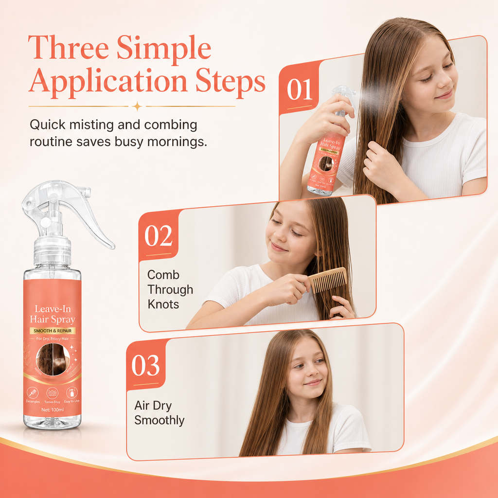 ✨ Leave-In Detangling Hair Spray – Frizz Control & Smooth Shine | 100ml