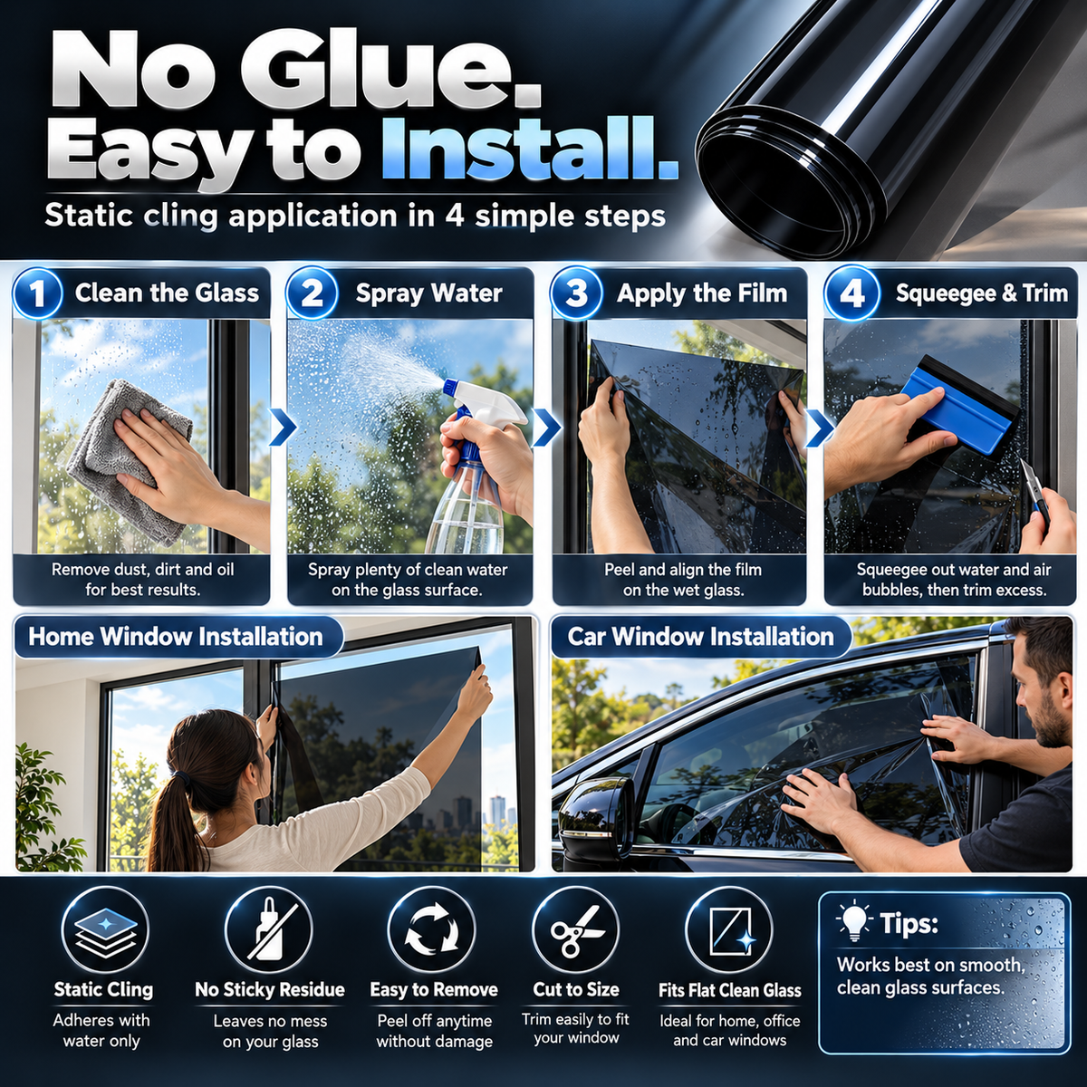 🥳2026 HOT SALE🥳💞50K+ SOLD! 🌞🛡️ 50% OFF! Multi-Purpose Window Tint Film – UV protection, heat reduction & privacy. Scratch-resistant for car, home & office glass! ✨✅