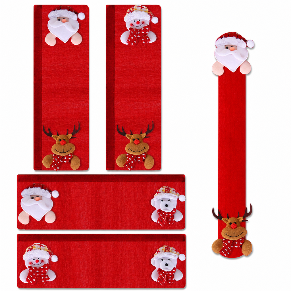 🎅Christmas Burlap Refrigerator Door Handle Covers Holiday Kitchen Appliance Protectors for Microwave and Fridge