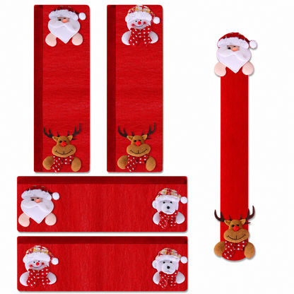 🎅Christmas Burlap Refrigerator Door Handle Covers Holiday Kitchen Appliance Protectors for Microwave and Fridge