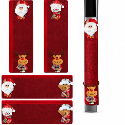 🎅Christmas Burlap Refrigerator Door Handle Covers Holiday Kitchen Appliance Protectors for Microwave and Fridge