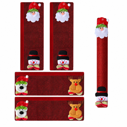 🎅Christmas Burlap Refrigerator Door Handle Covers Holiday Kitchen Appliance Protectors for Microwave and Fridge