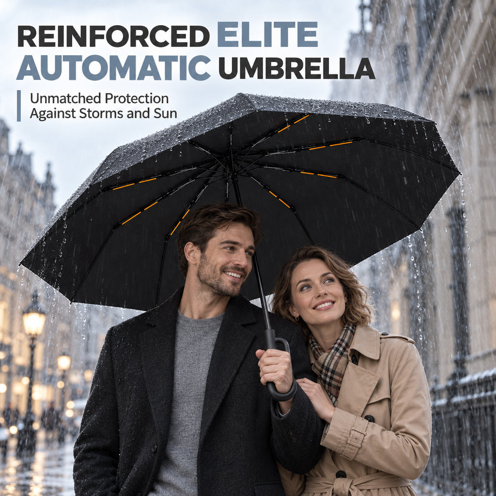 High-End Reinforced Automatic Folding Umbrella for Sun and Rain