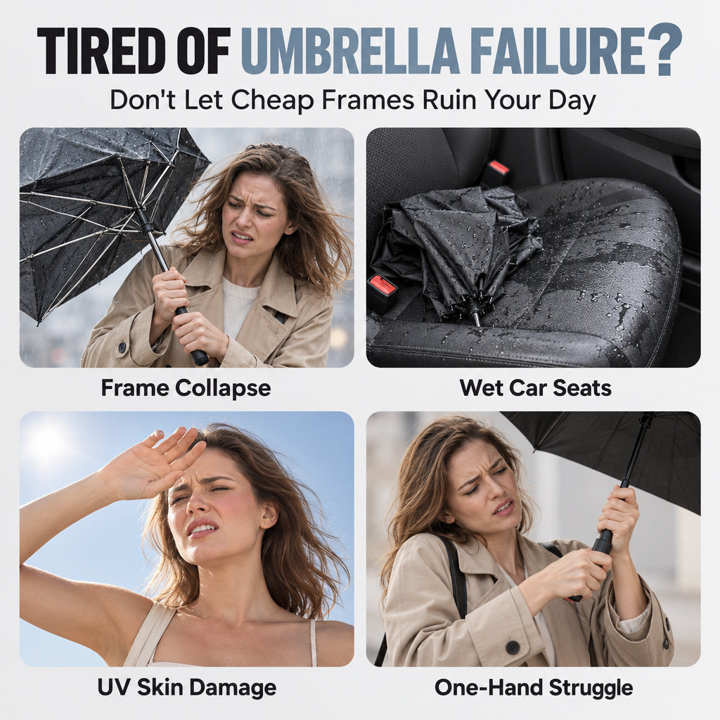 High-End Reinforced Automatic Folding Umbrella for Sun and Rain