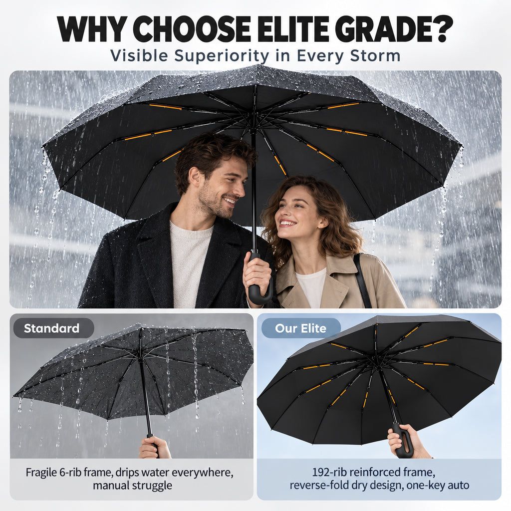 High-End Reinforced Automatic Folding Umbrella for Sun and Rain