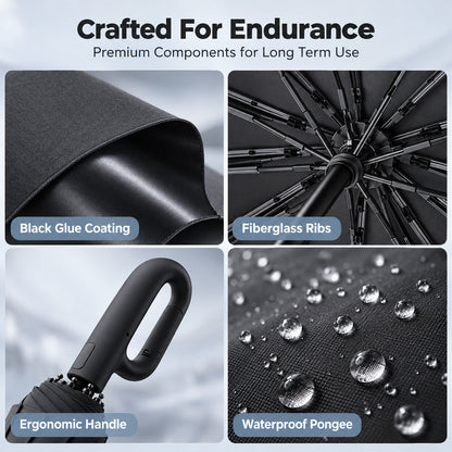 High-End Reinforced Automatic Folding Umbrella for Sun and Rain