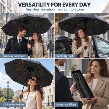 High-End Reinforced Automatic Folding Umbrella for Sun and Rain