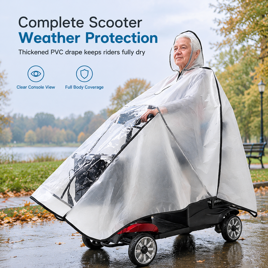 Thickened Extra Large Waterproof PVC Cover and Poncho for Senior Mobility Scooters and Four Wheel Electric Vehicles