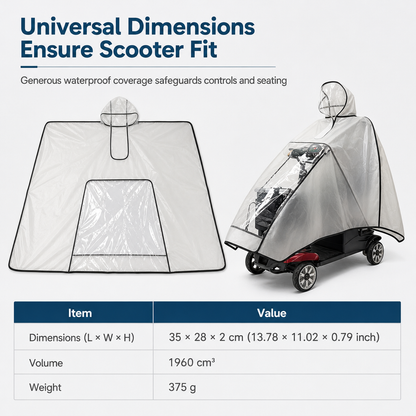 Thickened Extra Large Waterproof PVC Cover and Poncho for Senior Mobility Scooters and Four Wheel Electric Vehicles