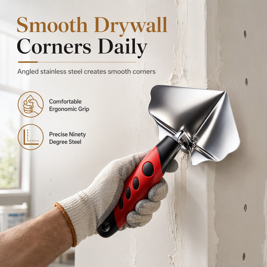 Stainless Steel Corner Trowel with Rubber Handle