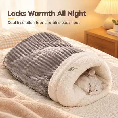 Thick Warm Plush Cat Sleeping Bag Cozy Cave Bed Burrowing Pet Bed for Autumn and Winter