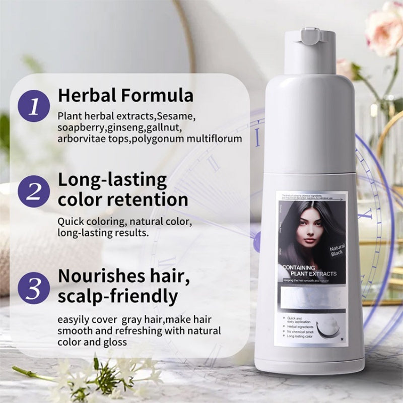 3-In-1 Long-Lasting Natural Hair Dye Shampoo