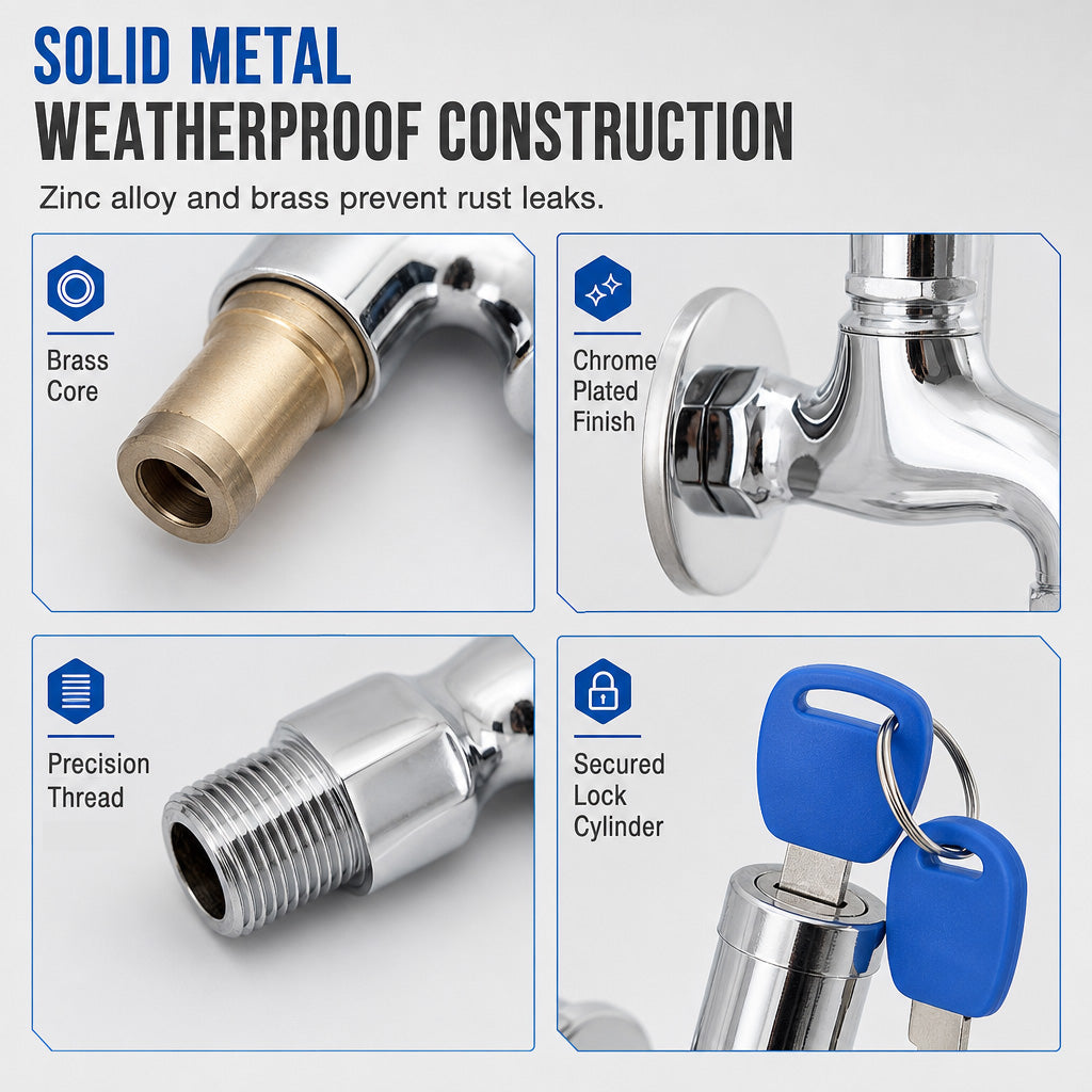 Lockable Outdoor Water Faucet with Key