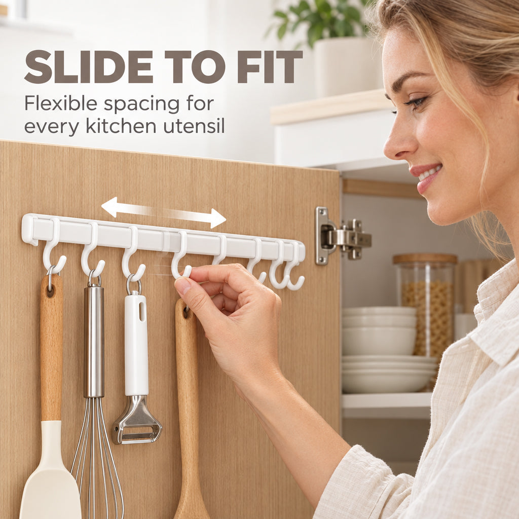 Multi-Functional Drill-Free Cabinet Door Hook Rail