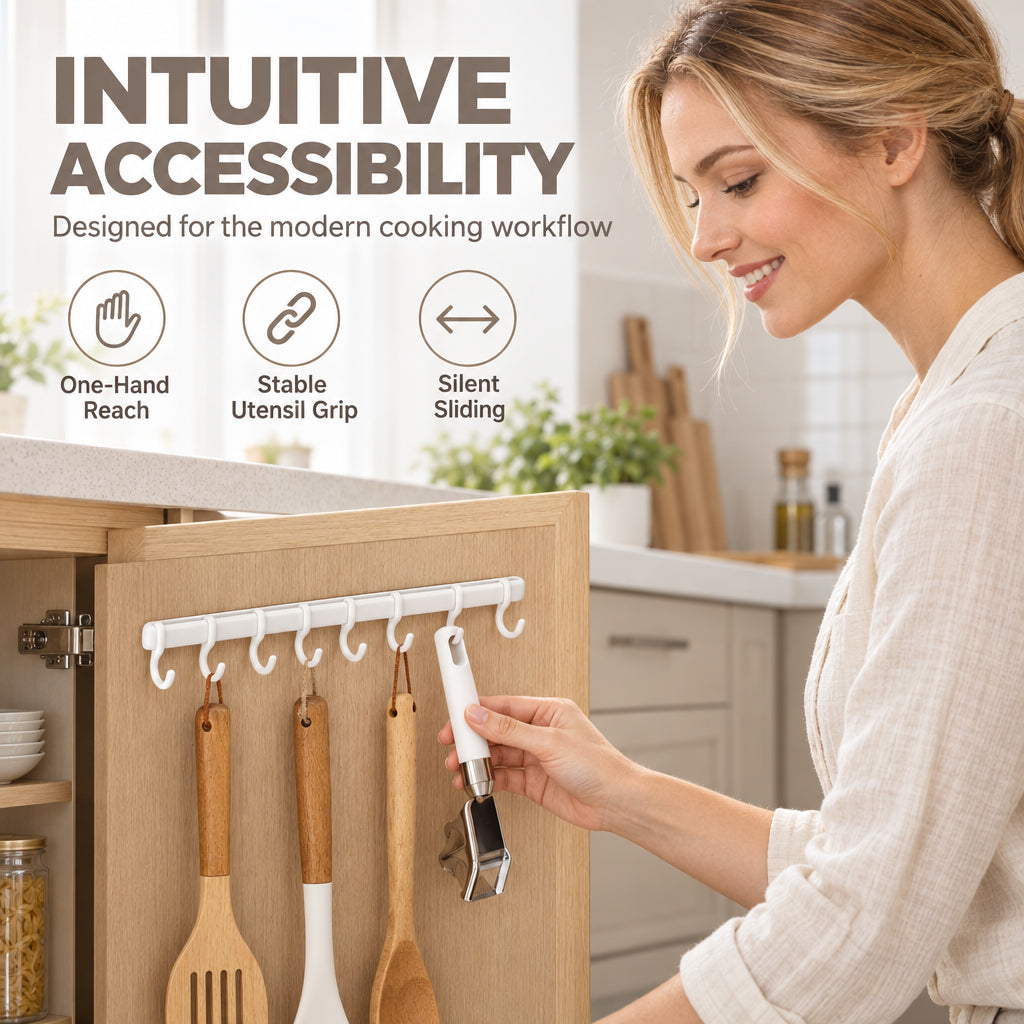 Multi-Functional Drill-Free Cabinet Door Hook Rail