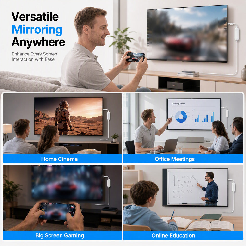 Wireless Display Dongle for Phone, TV, and Projector