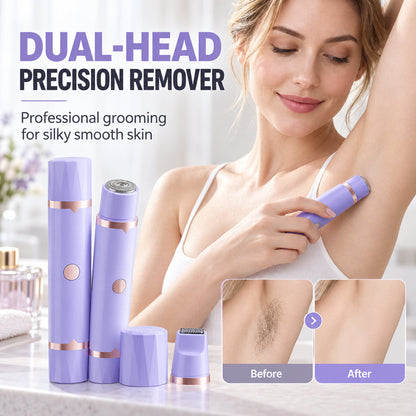 Portable Electric Hair Remover – dual-head body & bikini trimmer, gentle foil mesh & sensitive-area guards