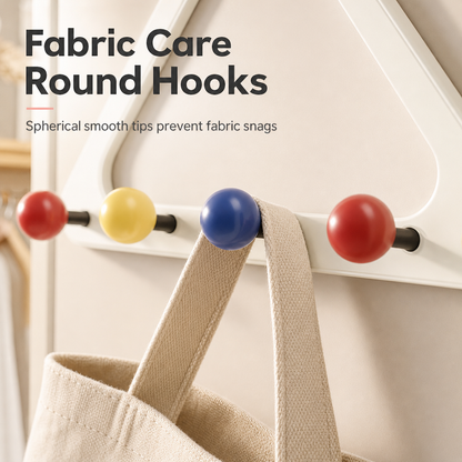 Cream Over the Door Hook Organizer Rack Heightened and Reinforced Punch Free Heavy Duty Coat Hat and Bag Hanging Rack for Bedroom