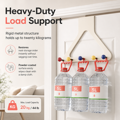 Cream Over the Door Hook Organizer Rack Heightened and Reinforced Punch Free Heavy Duty Coat Hat and Bag Hanging Rack for Bedroom