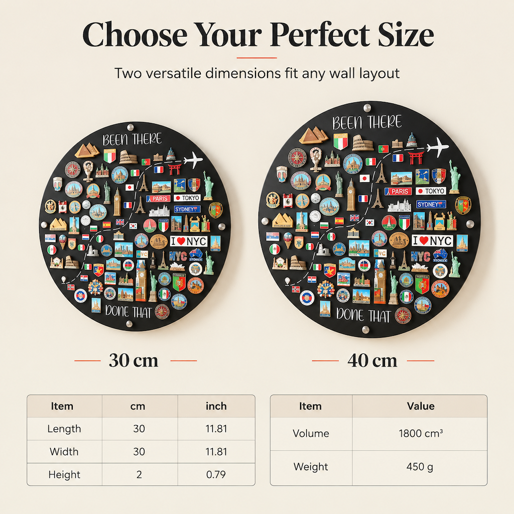 Travel Magnet Board and Souvenir Magnet Display Board for Wall Decor