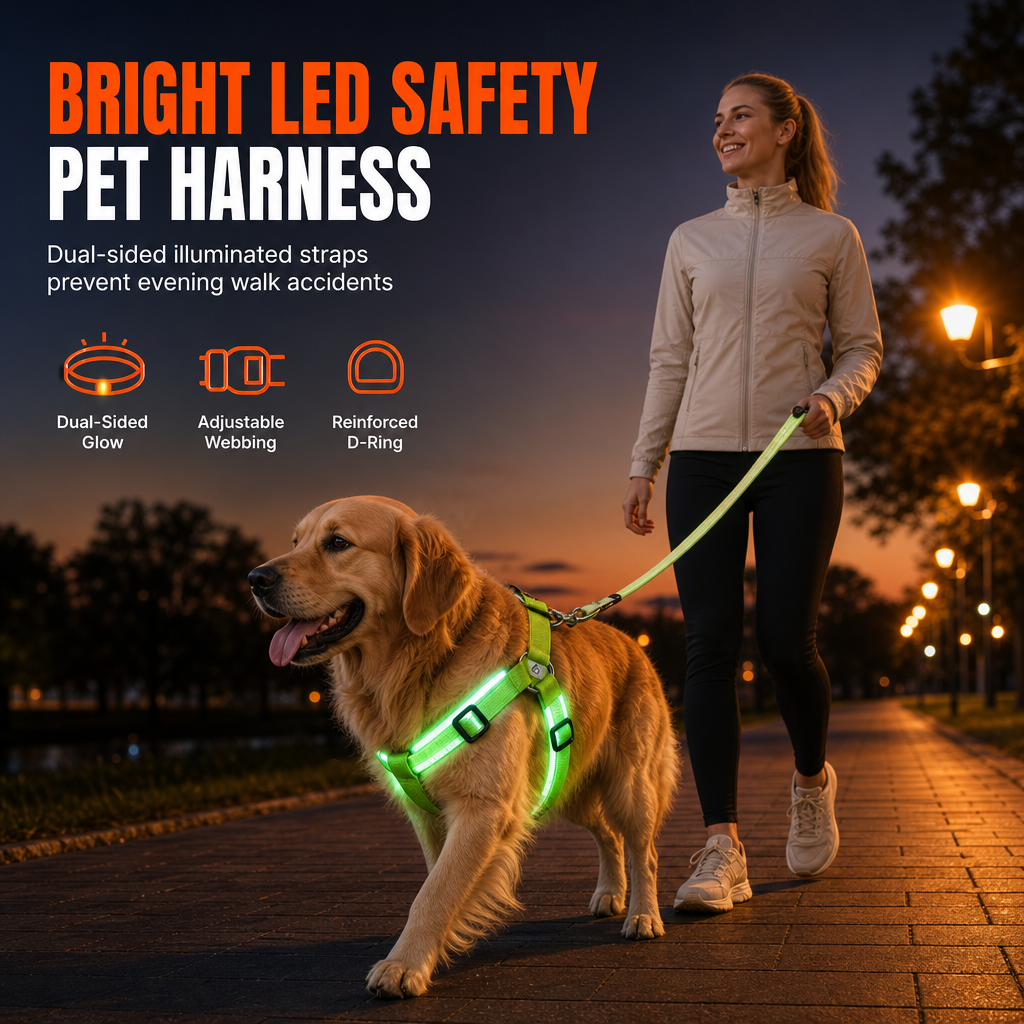 🔥50% OFF!!📢🐕 LED Light-Up Dog Harness – Stay More Visible on Evening Walks & Keep Your Pup Comfortable ✨
