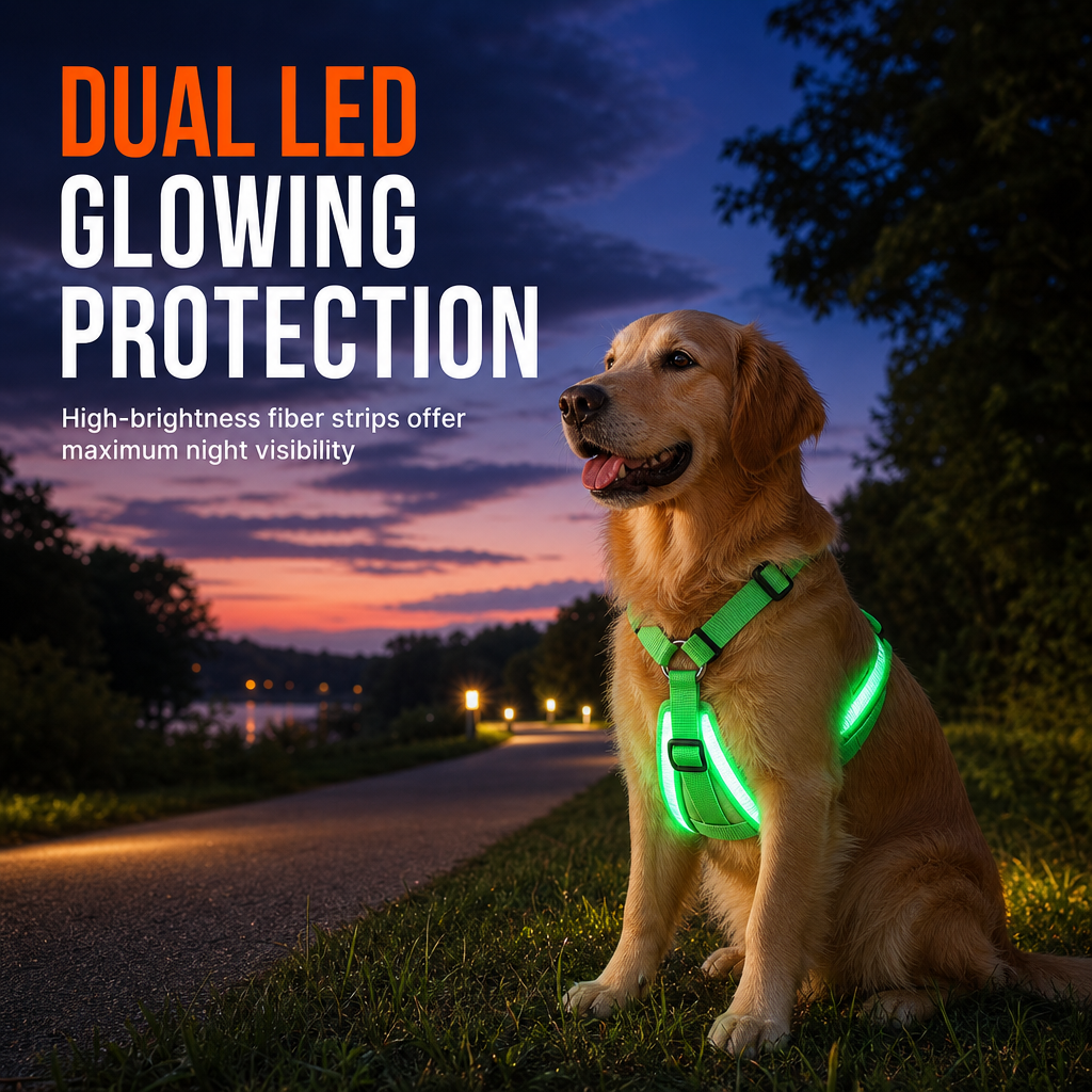 🔥50% OFF!!📢🐕 LED Light-Up Dog Harness – Stay More Visible on Evening Walks & Keep Your Pup Comfortable ✨