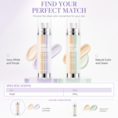 Dual Tube Dual Color Makeup Primer and BB Cream Liquid Moisturizing Skin Brightening Concealer