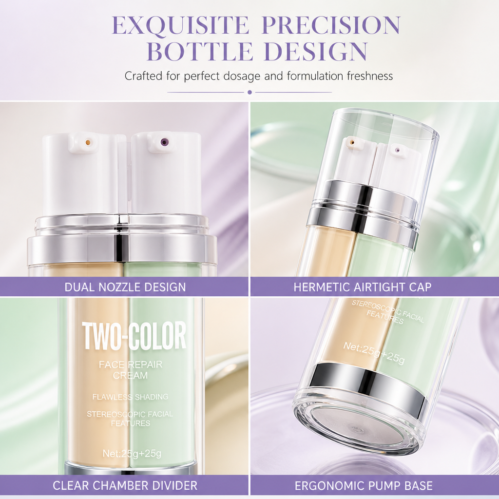 Dual Tube Dual Color Makeup Primer and BB Cream Liquid Moisturizing Skin Brightening Concealer