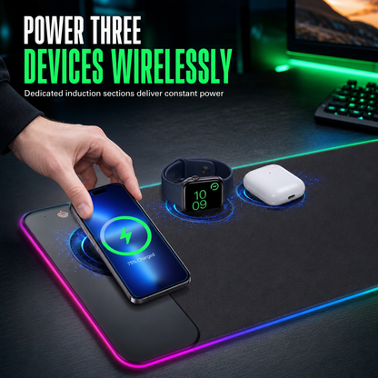 Large RGB Gaming Mouse Pad with 3 in 1 Wireless Dirt Resistant Keyboard Desk Mat 800x300x4mm