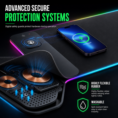 Large RGB Gaming Mouse Pad with 3 in 1 Wireless Dirt Resistant Keyboard Desk Mat 800x300x4mm