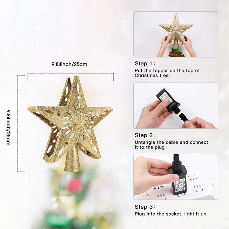 Christmas Tree Star & Snowflake Projection Light